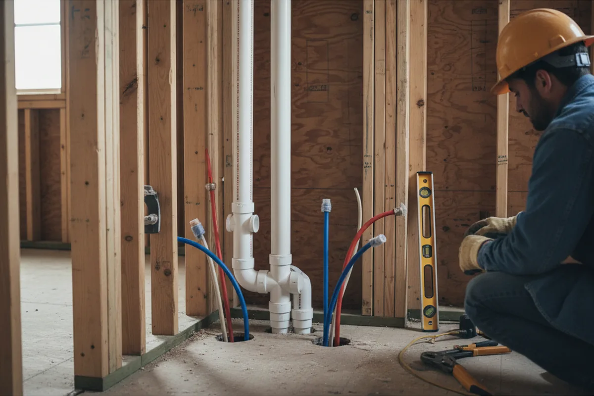 Drain and supply rough-in during Sump Pump Repair in Tempe