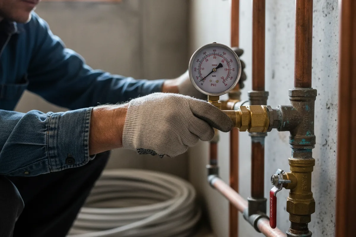 Pressure testing a repaired line during Water Line Repair in Tempe